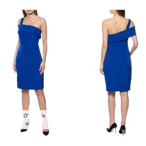 Marina Cobalt Blue One-Shoulder Sheath Bodycon Dress Size 16 NWOT $159 MSRP